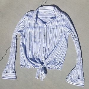 Madewell Striped Long Sleeve Knot-Tie Top (Sz. M)